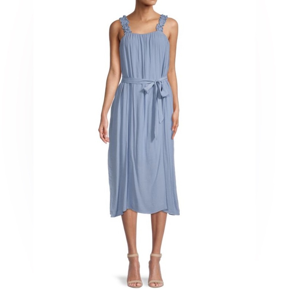 (B29) BOBEAU Shirred‎ Strap Midi Dress, Color: FOREVER BLUE, Size X-Small, NWT